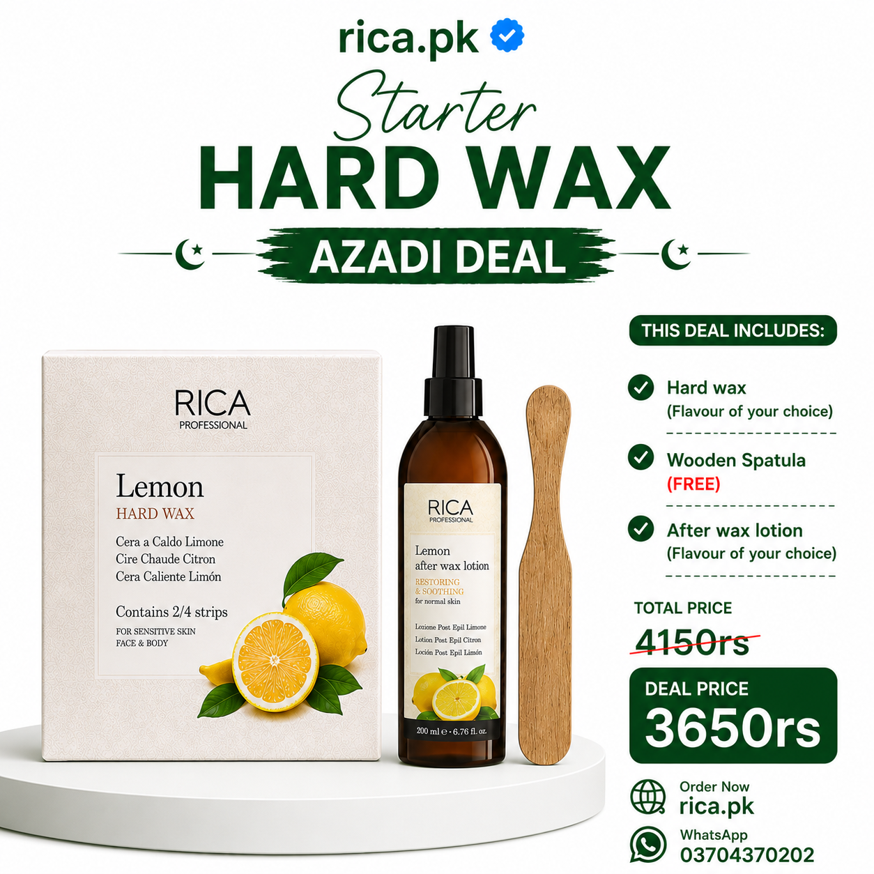 Starter Hard Wax Azadi Deal (Spatula + After wax lotion)