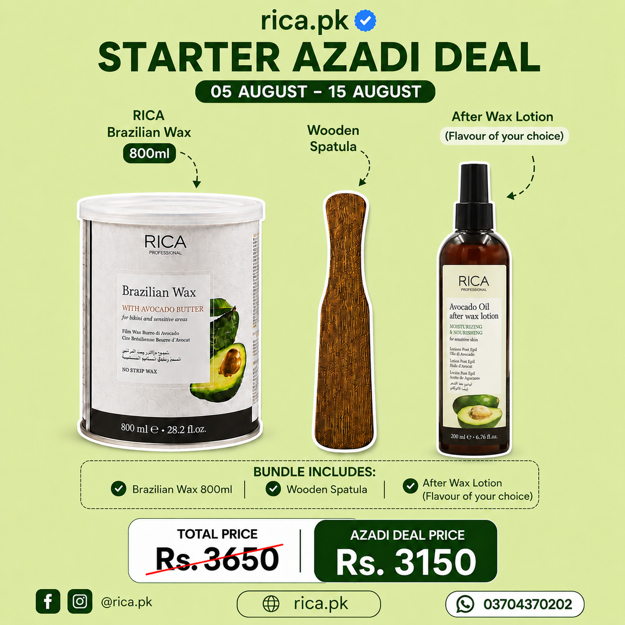 Starter Brazilian Azadi Deal (800ml + After Wax Lotion + Spatula)