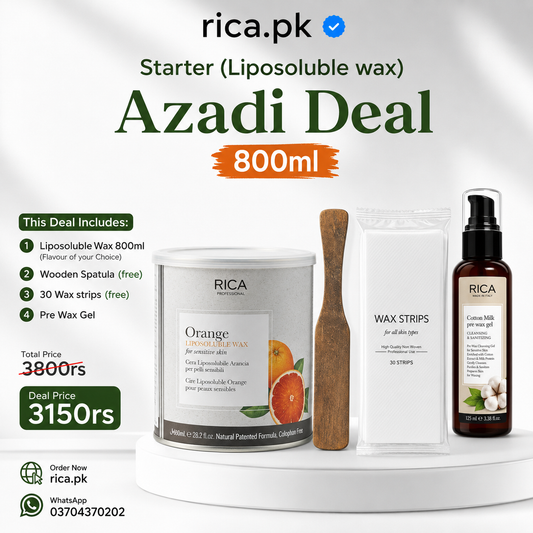 Starter Azadi Deal (Liposoluble Wax) 800ml + Pre Wax Gel + Spatula + Strip Packet