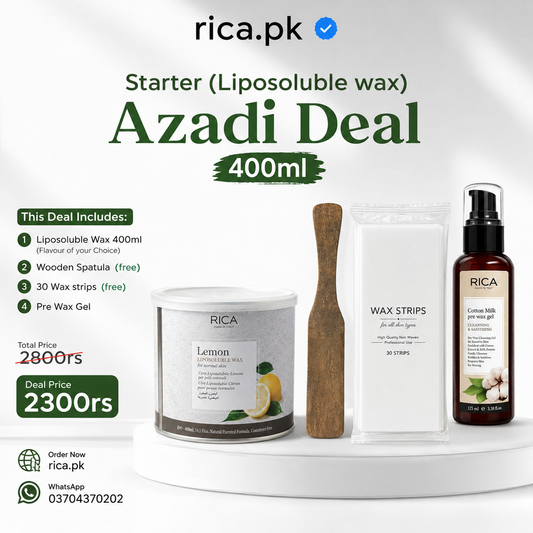 Starter Azadi Deal (Liposoluble Wax) 400ml + Pre Wax Gel + Spatula + Strip Packet
