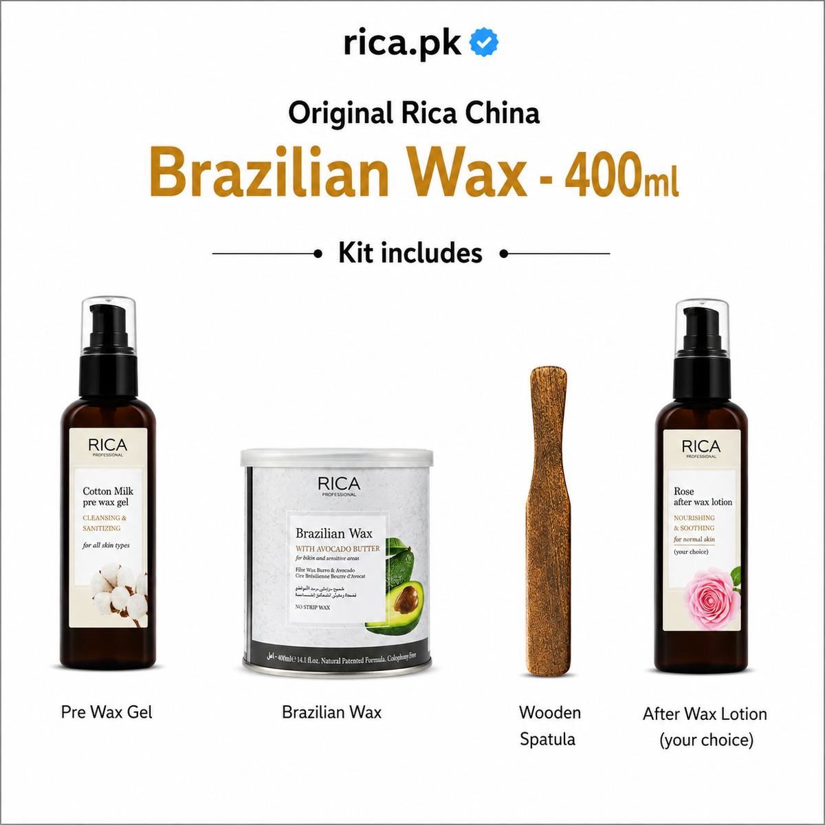 RICA Brazilian Wax 400ml – Complete Waxing Kit