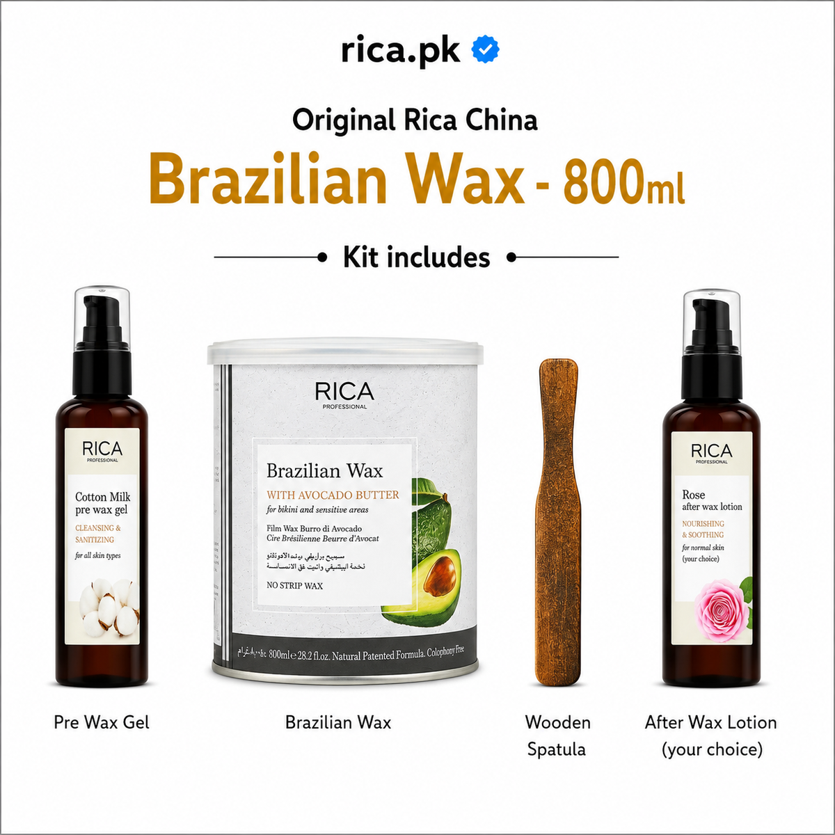 RICA Brazilian Wax 800ml – Complete Waxing Kit