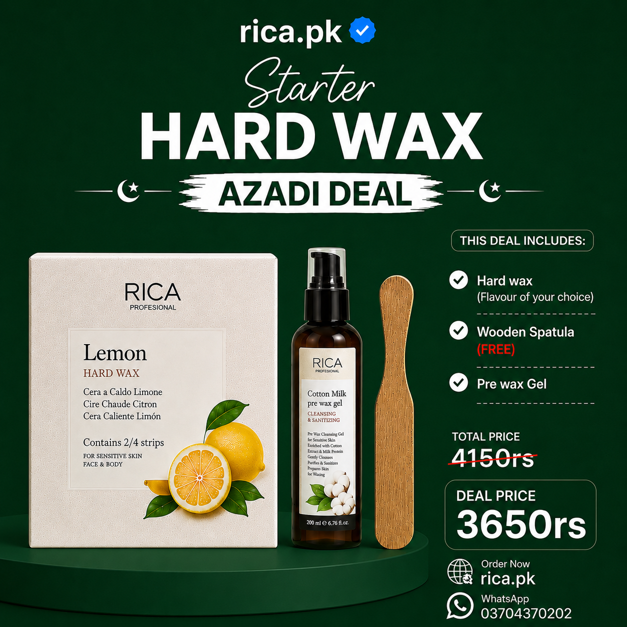 Starter Hard Wax Azadi Deal ( Spatula+ Pre Wax Gel )